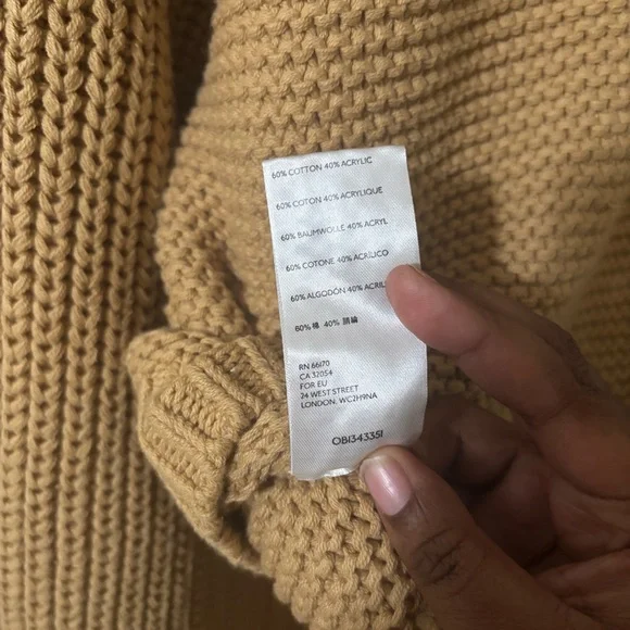 Free People Isla Cable Knit Oversized Tunic Sweater XS - Camel - Picture 5 of 5